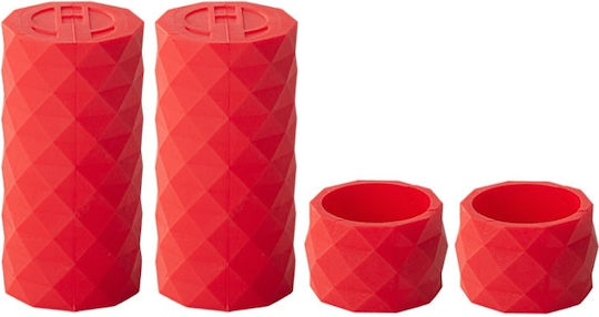 Enlee E22805 4 Pieces Set Road Bike Handlebar Strap Base Anti Slip Lever Strap Fixing Ring Red