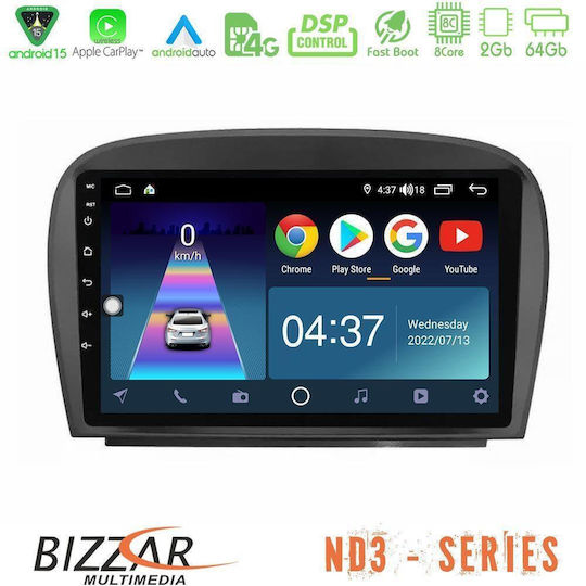 Bizzar Auto-Audiosystem Für Mercedes-Benz SL 2005-2011 Mit Bluetooth USB Eingebautes Wi-Fi GPS Apple CarPlay Android Auto Mit 9 Zoll Touchscreen