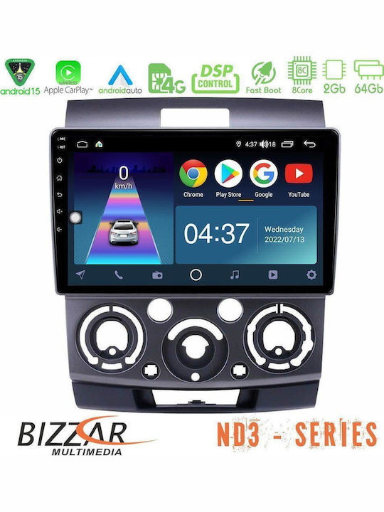 Bizzar Car Audio System for Ford Ranger Mazda BT-50 2007-2012 with Touch Screen 9" Bluetooth USB Wi-Fi GPS Apple CarPlay Android Auto