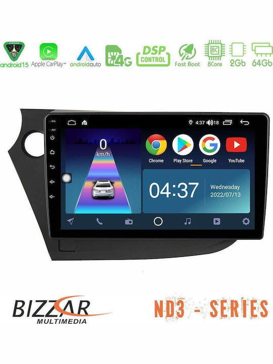 Bizzar Ηχοσύστημα Αυτοκινήτου για Honda Insight 2009-2015 (Bluetooth/USB/WiFi/GPS/Apple-Carplay/Android-Auto) με Οθόνη Αφής 9"