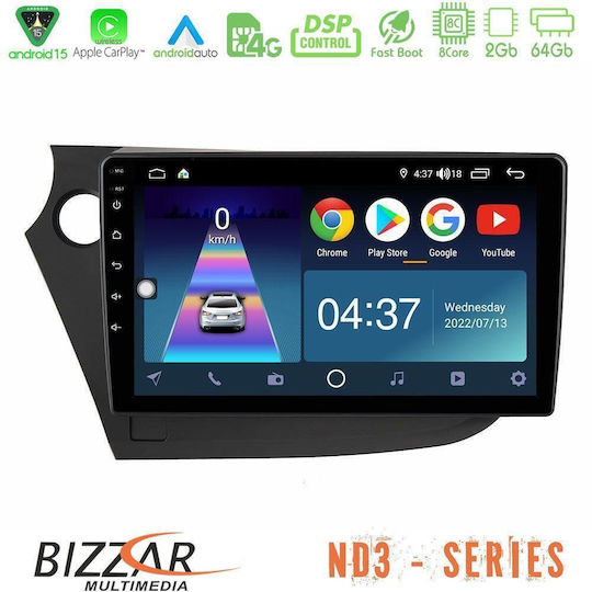 Bizzar Ηχοσύστημα Αυτοκινήτου για Honda Insight 2009-2015 (Bluetooth/USB/WiFi/GPS/Apple-Carplay/Android-Auto) με Οθόνη Αφής 9"