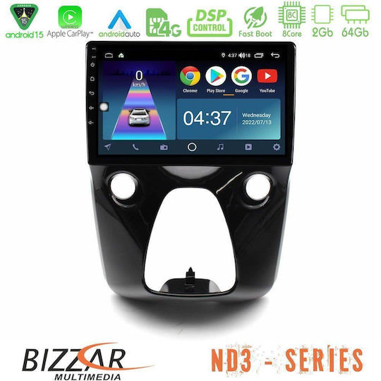 Bizzar Car Audio System for Peugeot 108 Toyota Aygo Citroen C1 2014-2021 Bluetooth USB Wi-Fi GPS Apple CarPlay Android Auto with 10" Touch Screen