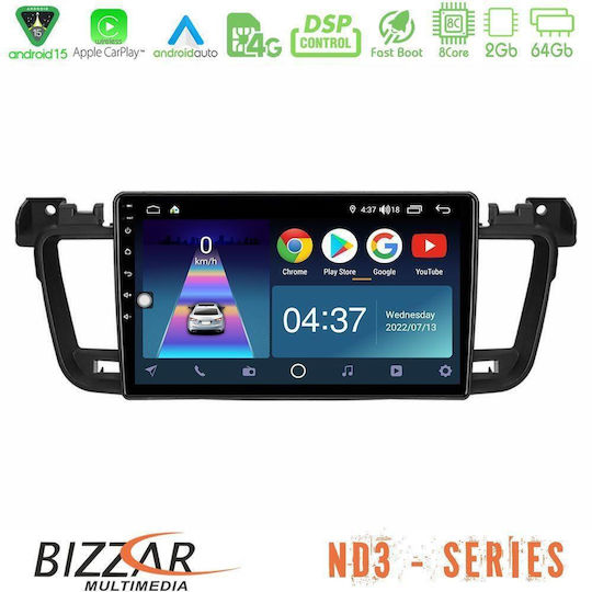 Bizzar Ηχοσύστημα Αυτοκινήτου για Peugeot 508 2010-2018 (Bluetooth/USB/WiFi/GPS/Apple-Carplay/Android-Auto) με Οθόνη Αφής 9"