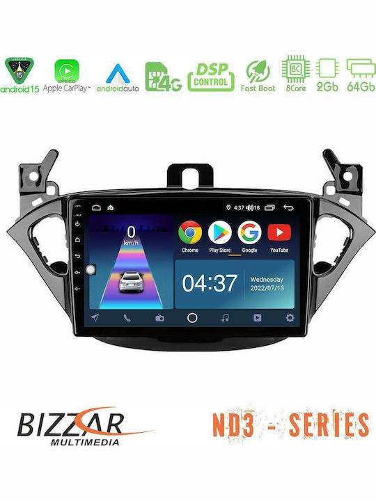 Bizzar Car Audio System for Opel Corsa Adam 2013-2019 with Touch Screen 9" Bluetooth USB Wi-Fi GPS Apple CarPlay Android Auto