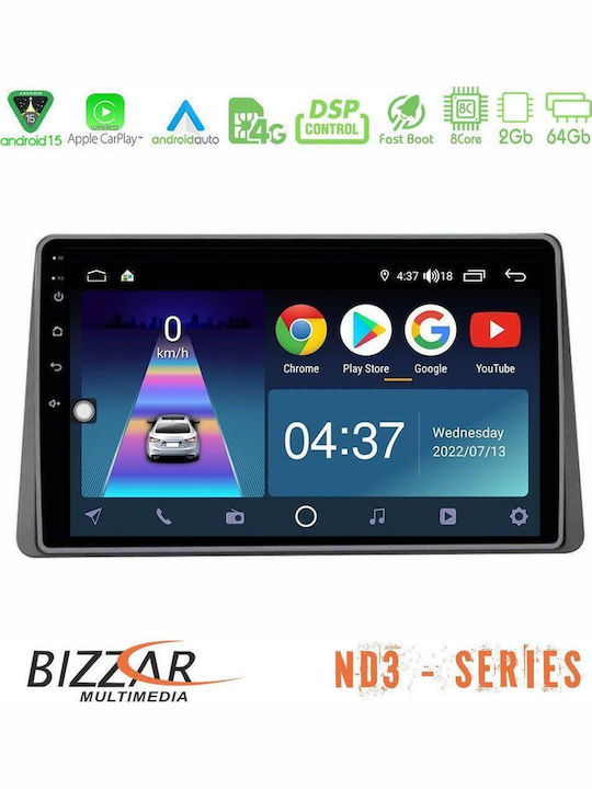 Bizzar Car Audio System for Renault Arkana Bluetooth USB WiFi GPS Apple CarPlay Android Auto with 10" Touch Screen
