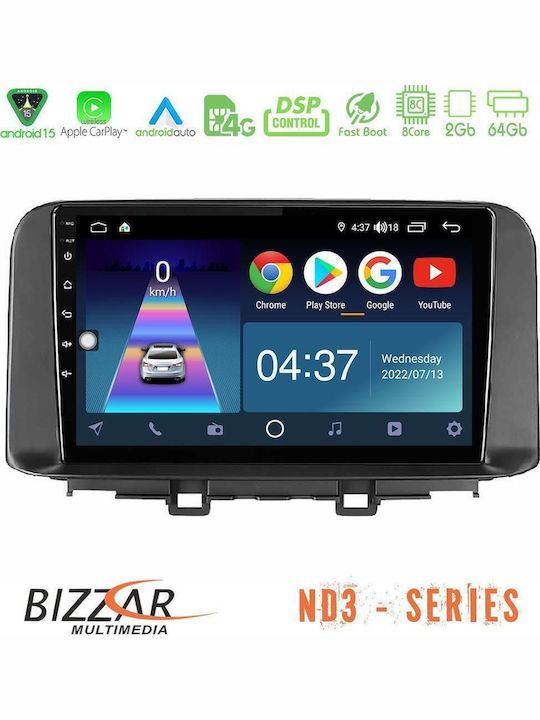 Bizzar Car Audio System for Hyundai Kona 2018-2023 Bluetooth USB WiFi GPS Apple CarPlay Android Auto with 10" Touch Screen