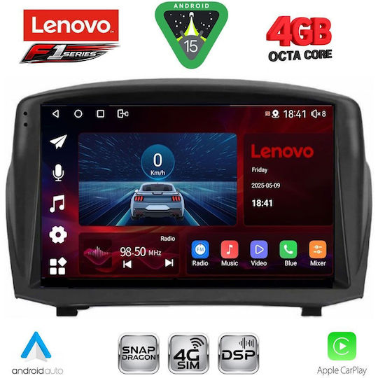 Lenovo Ηχοσύστημα Αυτοκινήτου για Ford Fiesta 2008-2017 (Bluetooth/USB/WiFi/GPS/Apple-Carplay/Android-Auto) με Οθόνη Αφής 9"