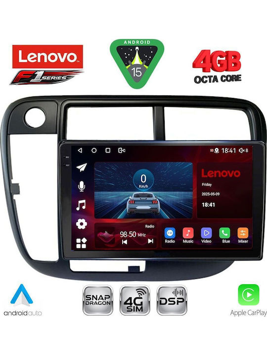 Lenovo Car Audio System for Honda Civic 1995-2001 with Clima Bluetooth USB WiFi GPS Apple CarPlay Android Auto with 9" Touch Screen
