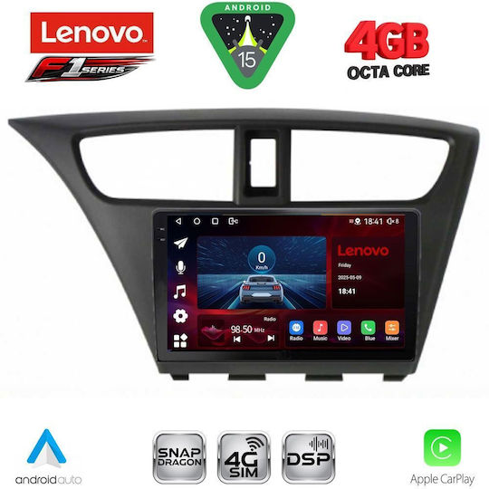 Lenovo Ηχοσύστημα Αυτοκινήτου για Honda Civic 2012-2016 (Bluetooth/USB/WiFi/GPS/Apple-Carplay/Android-Auto) με Οθόνη Αφής 9"