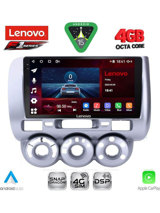 Lenovo Car Audio System for Honda Jazz 2002-2008 with A/C (Bluetooth/USB/WiFi/GPS/Apple CarPlay/Android Auto) with 9" Touch Screen