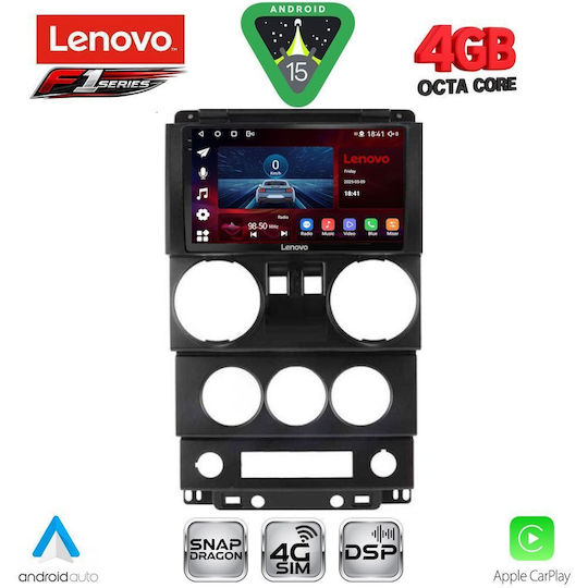 Lenovo Ηχοσύστημα Αυτοκινήτου για Jeep Wrangler 2006-2011 (Bluetooth/USB/WiFi/GPS/Apple-Carplay/Android-Auto) με Οθόνη Αφής 9"