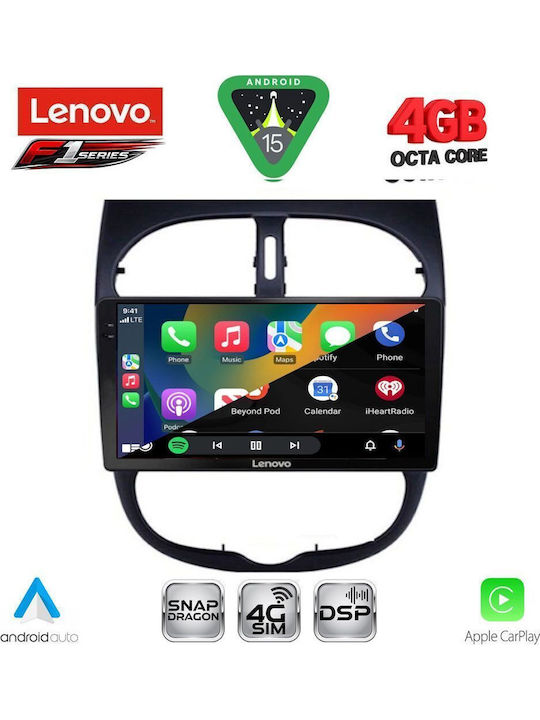 Lenovo Car Audio System for Peugeot 206 1998-2006 Bluetooth USB WiFi GPS Apple CarPlay Android Auto with 9" Touch Screen