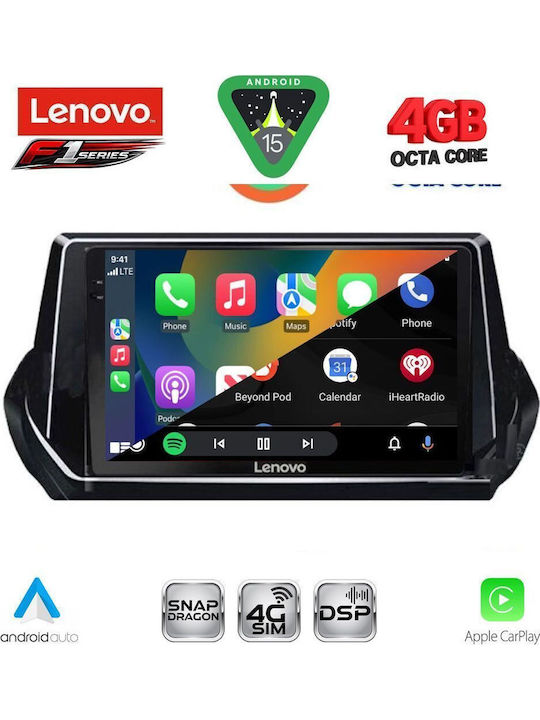 Lenovo Car Audio System for Peugeot 208 2021-2026 Bluetooth USB Wi-Fi GPS Apple CarPlay Android Auto with 9-inch Touch Screen LENOVO SSQ 9509 CPA