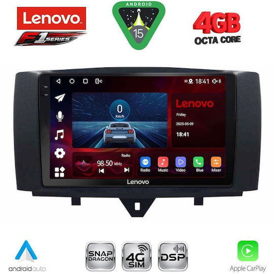 Lenovo Car Audio System for Smart ForTwo 2010-2015 (Bluetooth/USB/WiFi/GPS/Apple CarPlay/Android Auto) with 9" Touch Screen