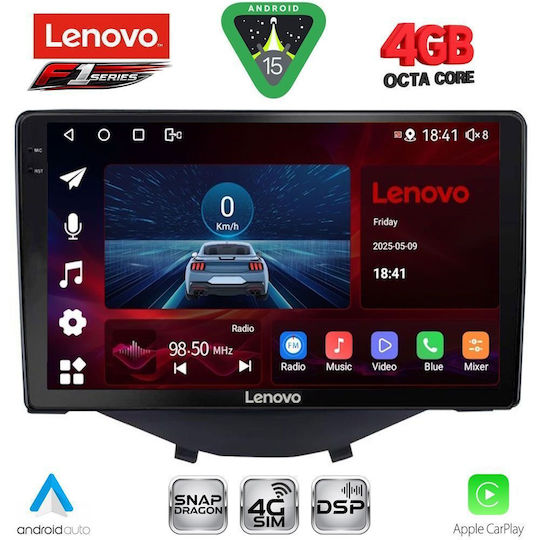 Lenovo Car Audio System for Toyota Aygo 2014-2022 with Clima Bluetooth USB WiFi GPS Apple CarPlay Android Auto with 9" Touch Screen