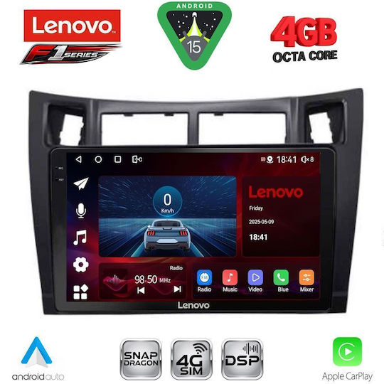 Lenovo Ηχοσύστημα Αυτοκινήτου για Toyota Yaris 2006-2011 (Bluetooth/USB/WiFi/GPS/Apple-Carplay/Android-Auto) με Οθόνη Αφής 9"