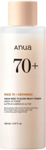 Anua Rice 70 + Ceramide Milky Liquid Facial Toner with Rice, Ceramides & Niacinamide 150ml