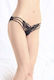 Black Embroidered Butterfly Thong