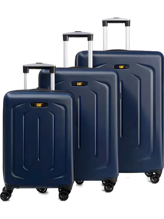 CAT Midnight Blue Suitcases with 4 Wheels Set of 3 Pieces