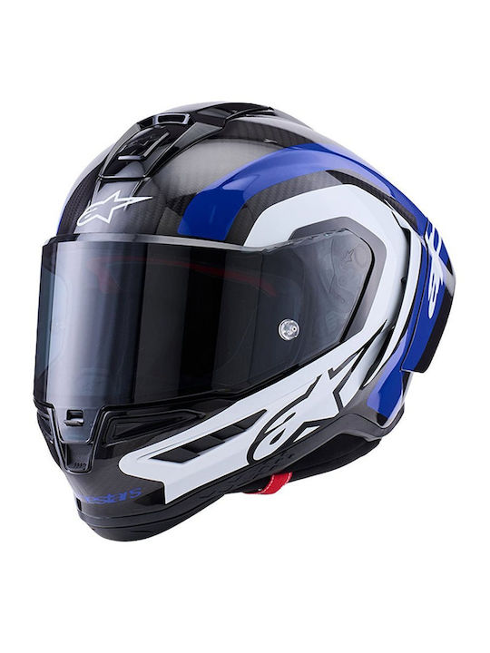 Alpinestars Supertech R10 Arius Черно/Бяло/Синьо Лъскаво Каска за Мотор Full Face DOT / ECE 22.06 1540гр с Pinlock