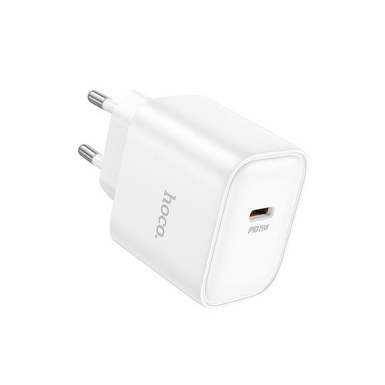 Hoco Φορτιστής Χωρίς Καλώδιο με Θύρα USB-C 25W Power Delivery Λευκός (DC71)