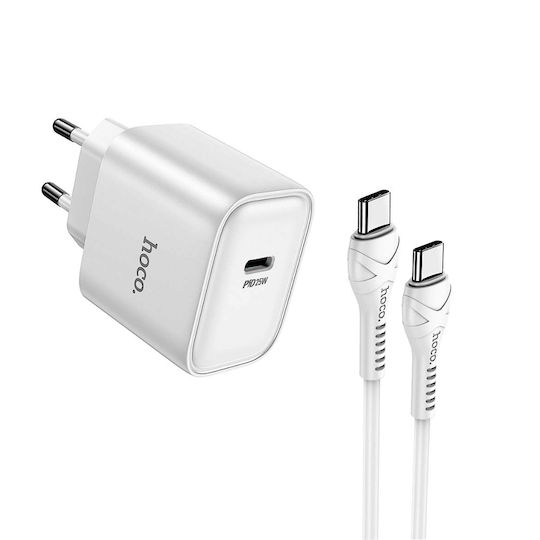 Hoco Hoco Φορsteller Χωρίς Καλώδιο με Θύρα USB-C και Καλώδιο USB-C - USB-C 25W Stromlieferung Λευκά (DC71)