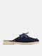 Flat Suede Mules σε Navy Μπλε Χρώμα