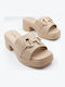 Mules With Heel In Pink Colour