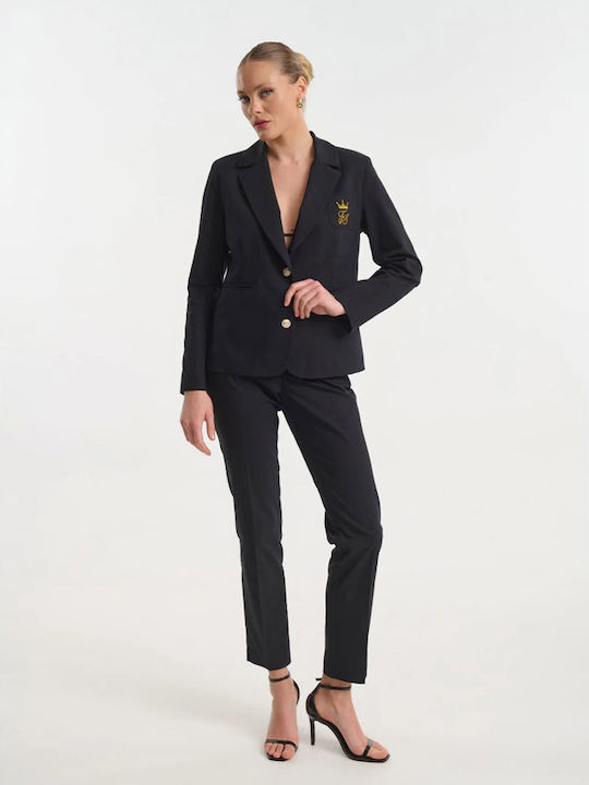 Women's High Rise Crepe Trousers Black