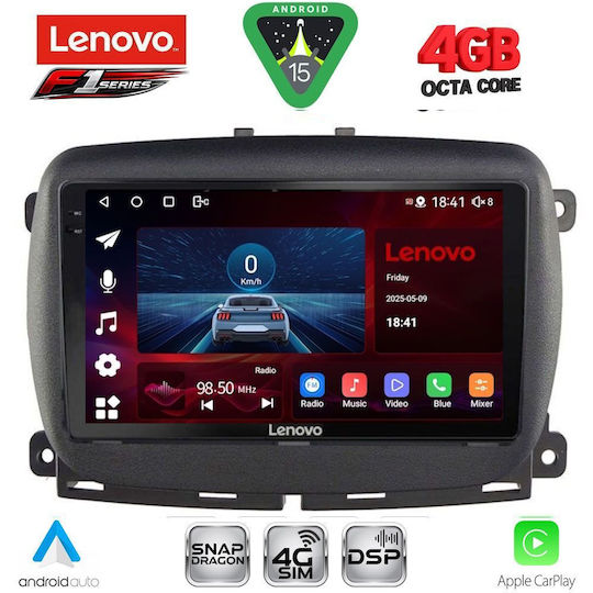 Lenovo Car Audio System for Fiat 500 2016 (Bluetooth/USB/WiFi/GPS/Apple CarPlay/Android Auto) with 9" Touch Screen