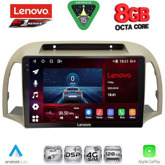 Lenovo Ηχοσύστημα Αυτοκινήτου για Nissan Micra 2002-2010 (Bluetooth/USB/WiFi/GPS/Apple-Carplay/Android-Auto) με Οθόνη Αφής 9"