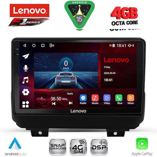 Lenovo Ηχοσύστημα Αυτοκινήτου για Jeep Wrangler 2018 (Bluetooth/USB/WiFi/GPS/Apple-Carplay/Android-Auto) με Οθόνη Αφής 9"
