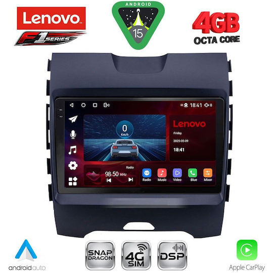 Lenovo Car Audio System for Ford Edge 2015-2023 Bluetooth USB WiFi GPS Apple CarPlay Android Auto with 9" Touch Screen