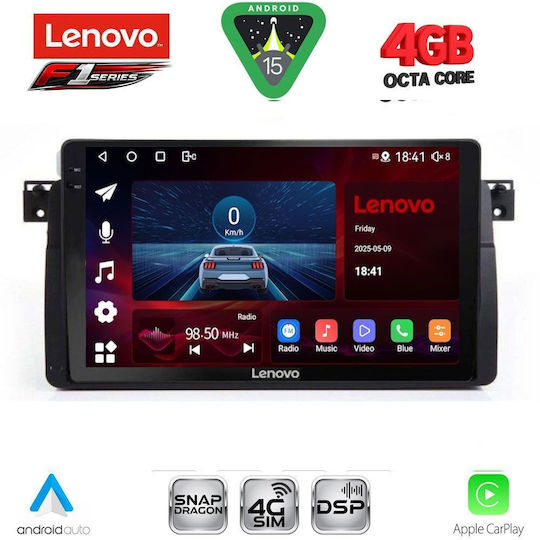 Lenovo Car Audio System for BMW E46 1998-2005 Bluetooth USB WiFi GPS Apple CarPlay Android Auto with 9" Touch Screen
