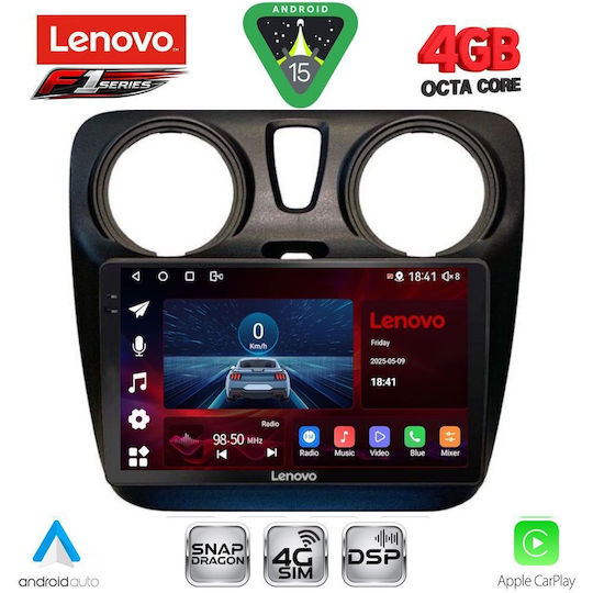 Lenovo Car Audio System for Dacia Dokker 2012-2022 (Bluetooth/USB/WiFi/GPS/Apple CarPlay/Android Auto) with 9" Touch Screen
