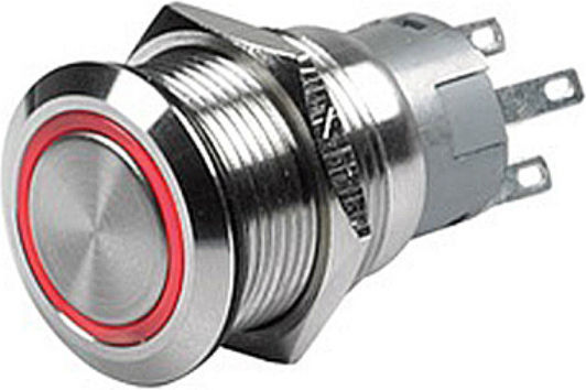 Пиещо Бутон On-Off 24 V Led Пръстен Червен