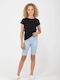 Kids Legging Sports Cycling Short Light Blue