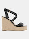 Sommer Damenplattformen in Stil Espadrilles Schwarz