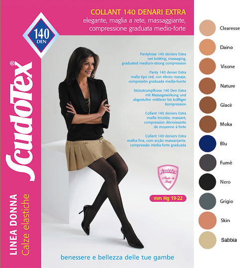 Scudotex Tights 490 140 Den Mm Hg 19-22 Closed Toes Cappuccino Scud.490