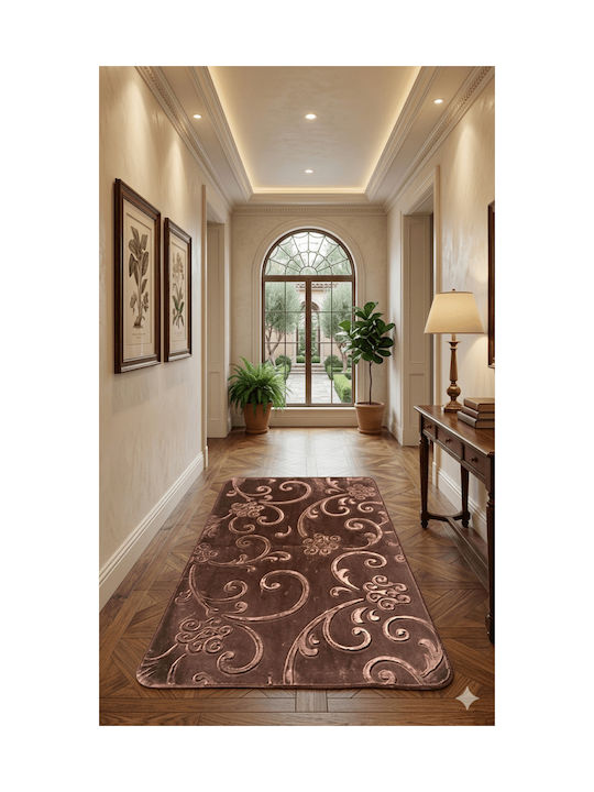 Chios Hellas Teppich Flur Braun 67x180cm