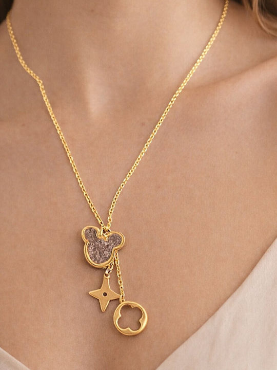 Eluna Necklace With Star Design From Gold Plated Steel