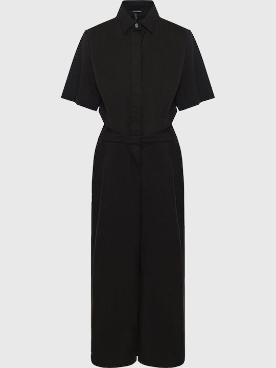Women's Short Sleeve Black Jumpsuit