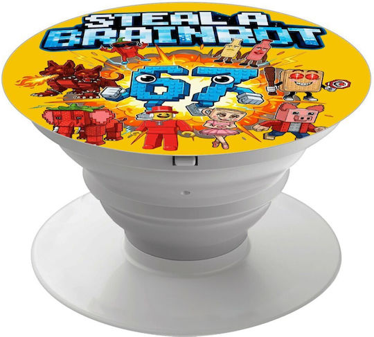 Steal A Brainrot 67 Roblox Style Phone Holders Stand White Handheld Phone Holder Base