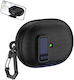 Huawei FreeBuds Pro 5 Earbuds Case Leather Texture With Hook Dark Black Dark Blue