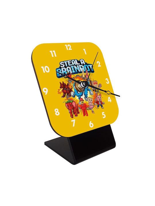 Koupakoupa Steal A Brainrot 67 Roblox Style Tabletop Clock with Indicators Wooden Yellow KP_33132_Clock Desk Square