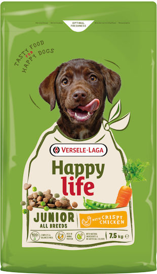 Happy Life 7.5kg Trockenfutter für Welpen Große Rassen mit Huhn, Reis, Fleisch und Gemüse