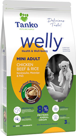 Welly 3kg Ξηρά Τροφή για Ενήλικους Σκύλους Μικρόσωμων Φυλών με Κοτόπουλο, Βοδινό, Ρύζι και Μοσχάρι