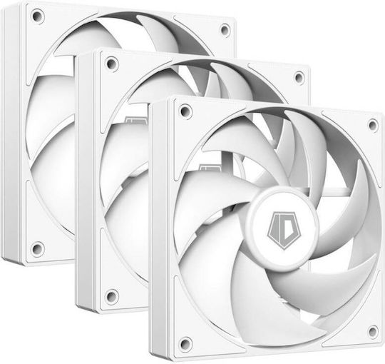 ID-Cooling AF-125 Ventilator Pentru Carcasă 120mm (2000rpm / 78.25cfm) Fără Iluminare LED și Conexiune 4-Pin PWM 3 Bucăți Albe