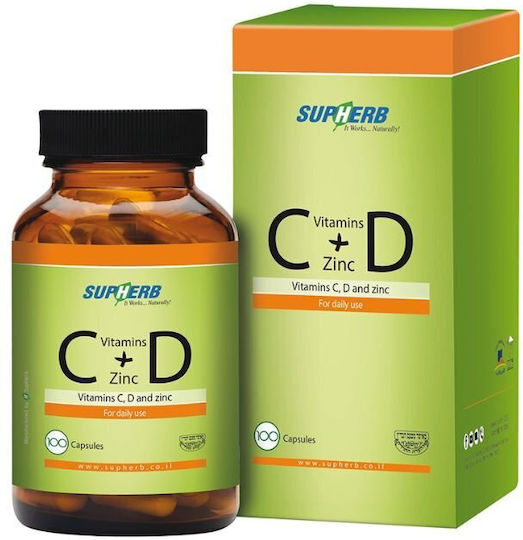 Supherb Vitamins C + D & Zinc Multivitamin for Immune Support Skin & Antioxidant Action 60 Capsules