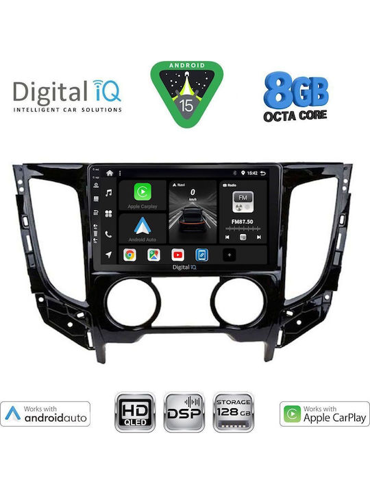 Digital IQ Car Audio System for Mitsubishi L200 2015-2019 with A/C Bluetooth USB Wi-Fi GPS Apple CarPlay Android Auto with 9 Inch Touch Screen